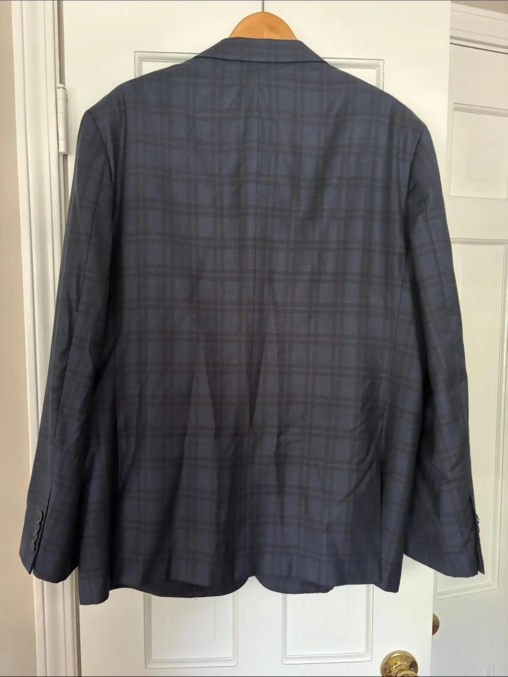 Brooks Brothers 50L Navy Plaid Sport Coat 100% wool